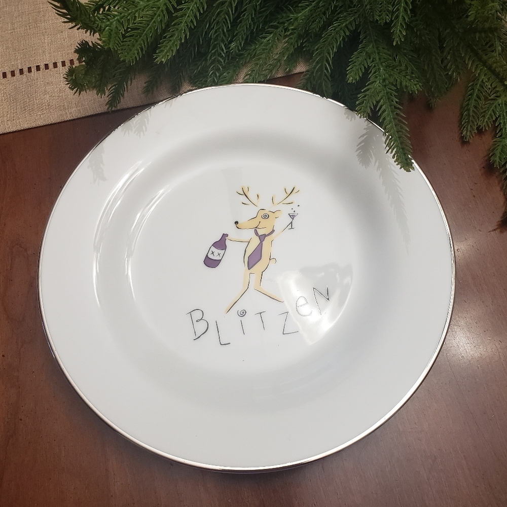 POTTERY BARN Reindeer BLITZEN 8.5" Salad Plate Christmas